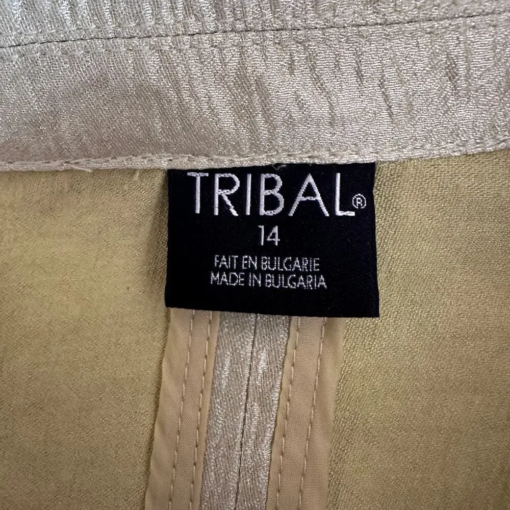 Tribal Iridescent Snap Jacket Womens Sz 14 Celery Green Casual Topper XL